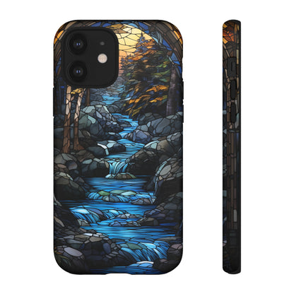 Stained Glass Stone Bridge and River Art Phone Case