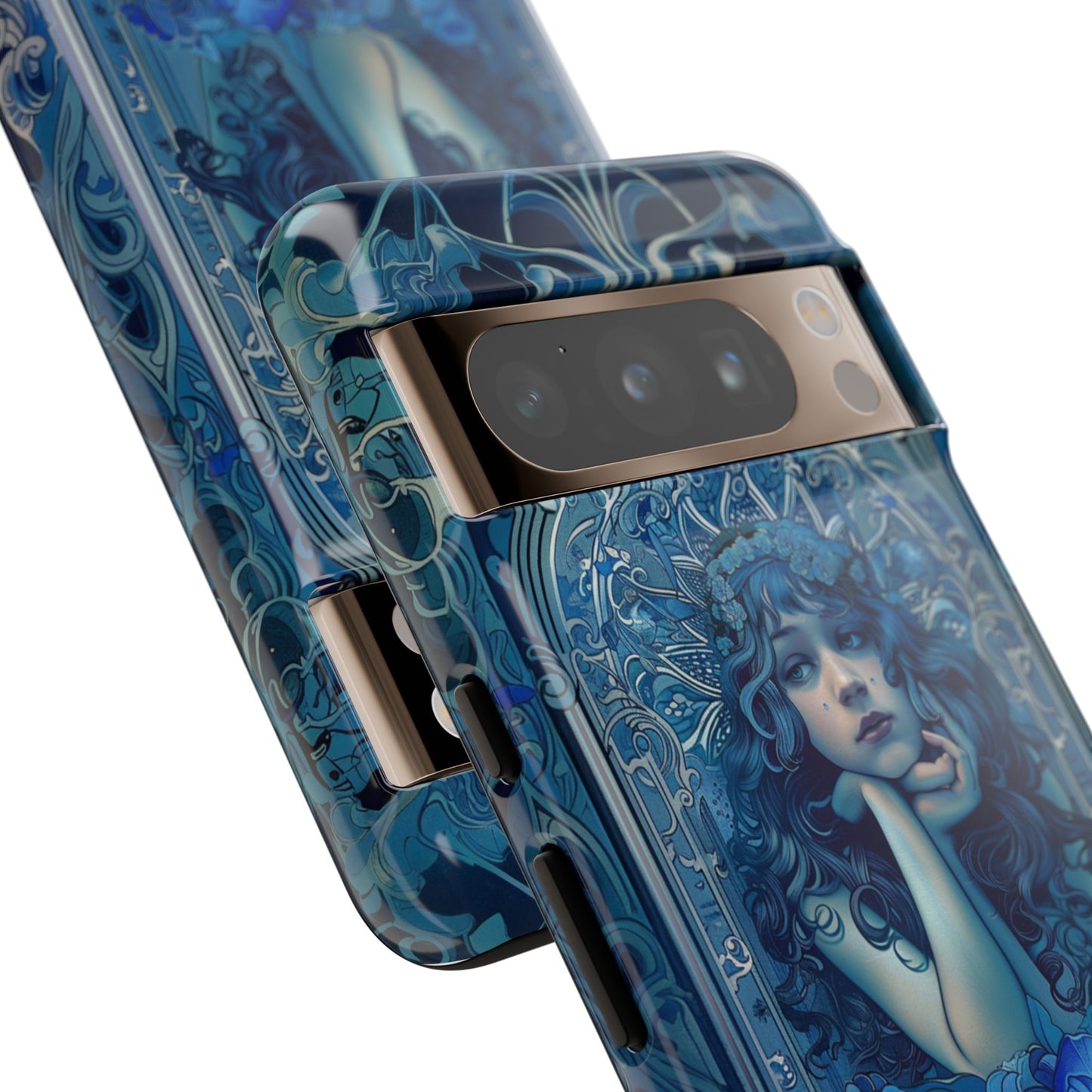 Blue Floral Art Nouveau Style Phone Case