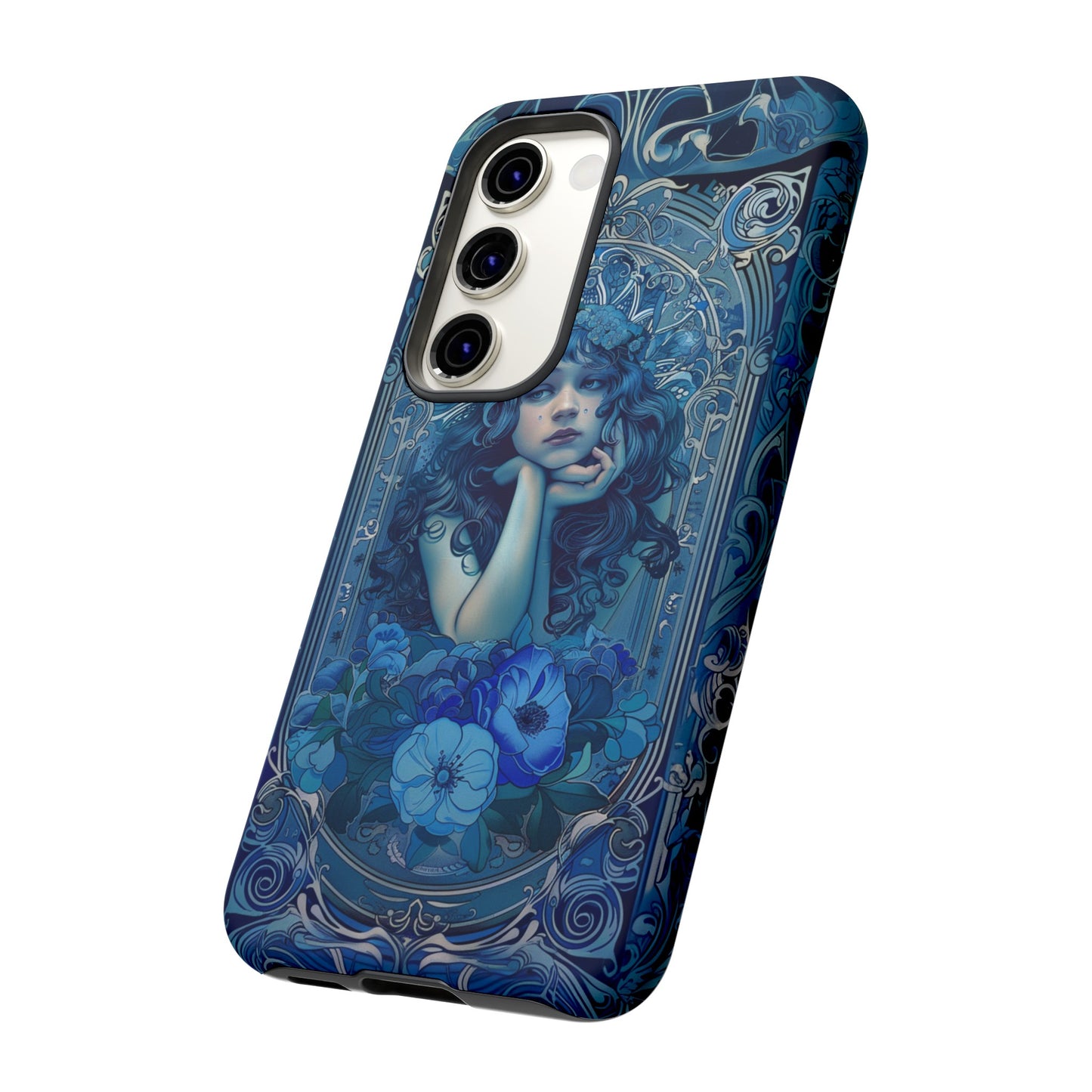 Blue Floral Art Nouveau Style Phone Case