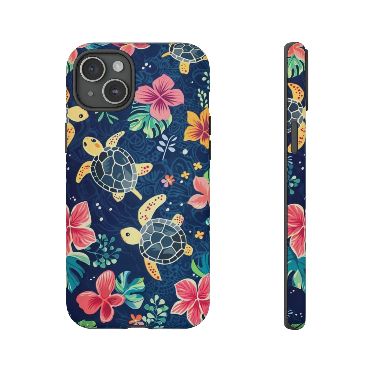 Undersea Floral Blue Sea Turtle Phone Case