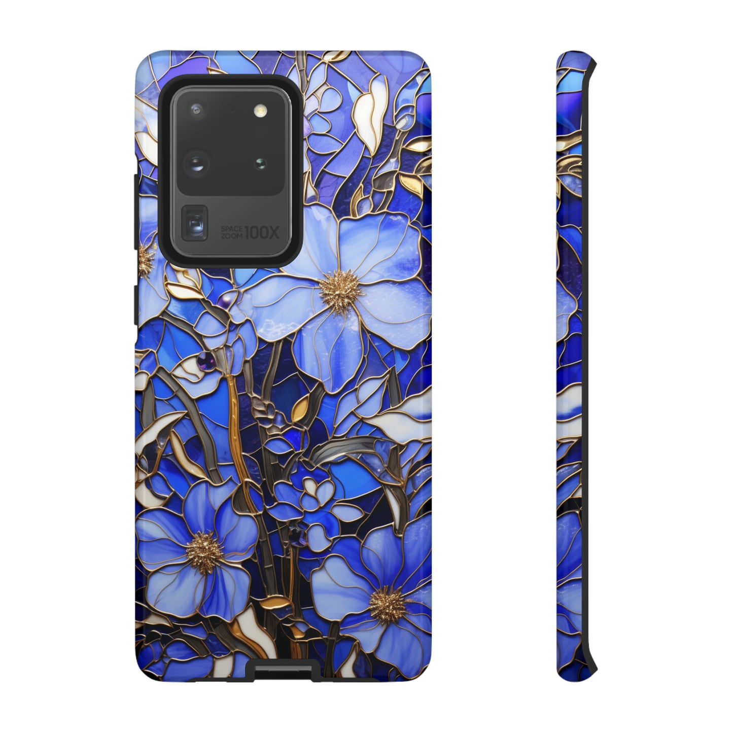 Periwinkle Stained Glass with Gold Inlay Phone Case for iPhone 15, 14, Pro Max, 13, 12 & Samsung Galaxy S23, S22, S21, Google Pixel