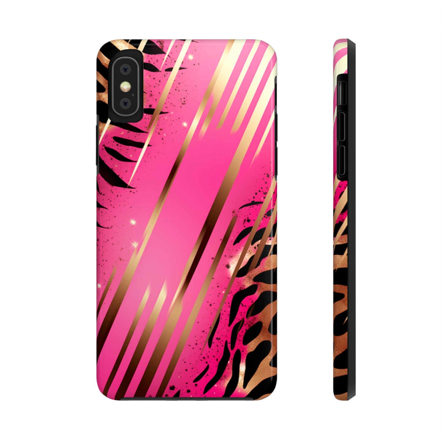 Elegant Wilderness: Pink & Gold Tiger Stripes | Mesmerizing Lush iPhone Case