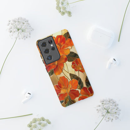 Orange Floral Phone Case Stained Glass Flower Aesthetic