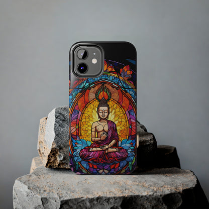 Stained Glass Magic iPhone Case: Psychedelic Tibet Buddha Mandala | iPhone 13 Case Mystical Tibetan Artistry