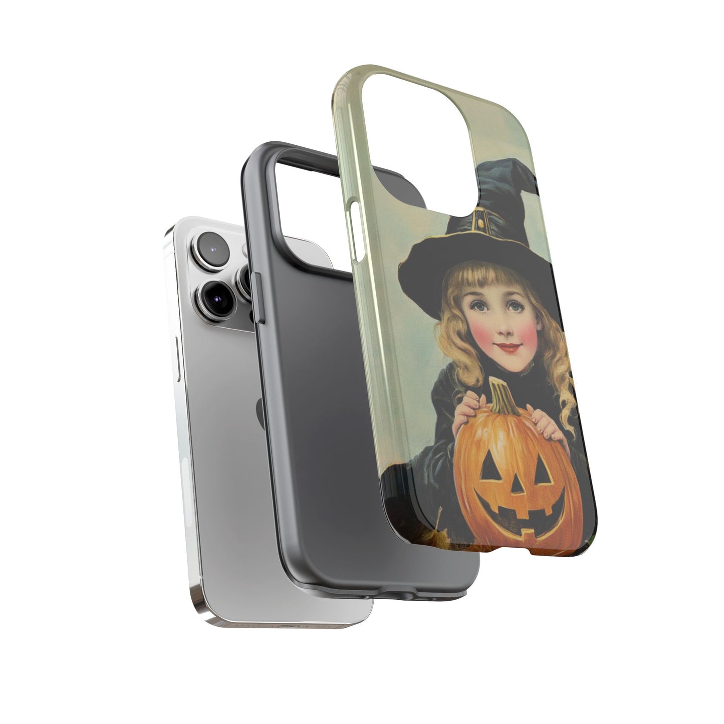 Vintage Halloween Card Witch and Jack-o'-lantern Phone Cover