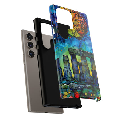 Stonehenge Neolithic Full Moon Stained Glass Watercolor Phone Cover