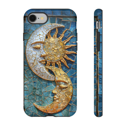 Boho Sun and Moon Mosaic Tile Stained Glass Phone Case