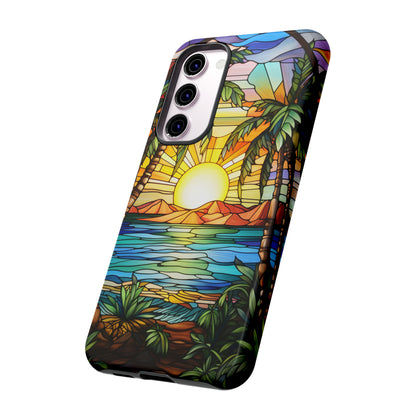 Tropical Stained Glass Sunset Beach