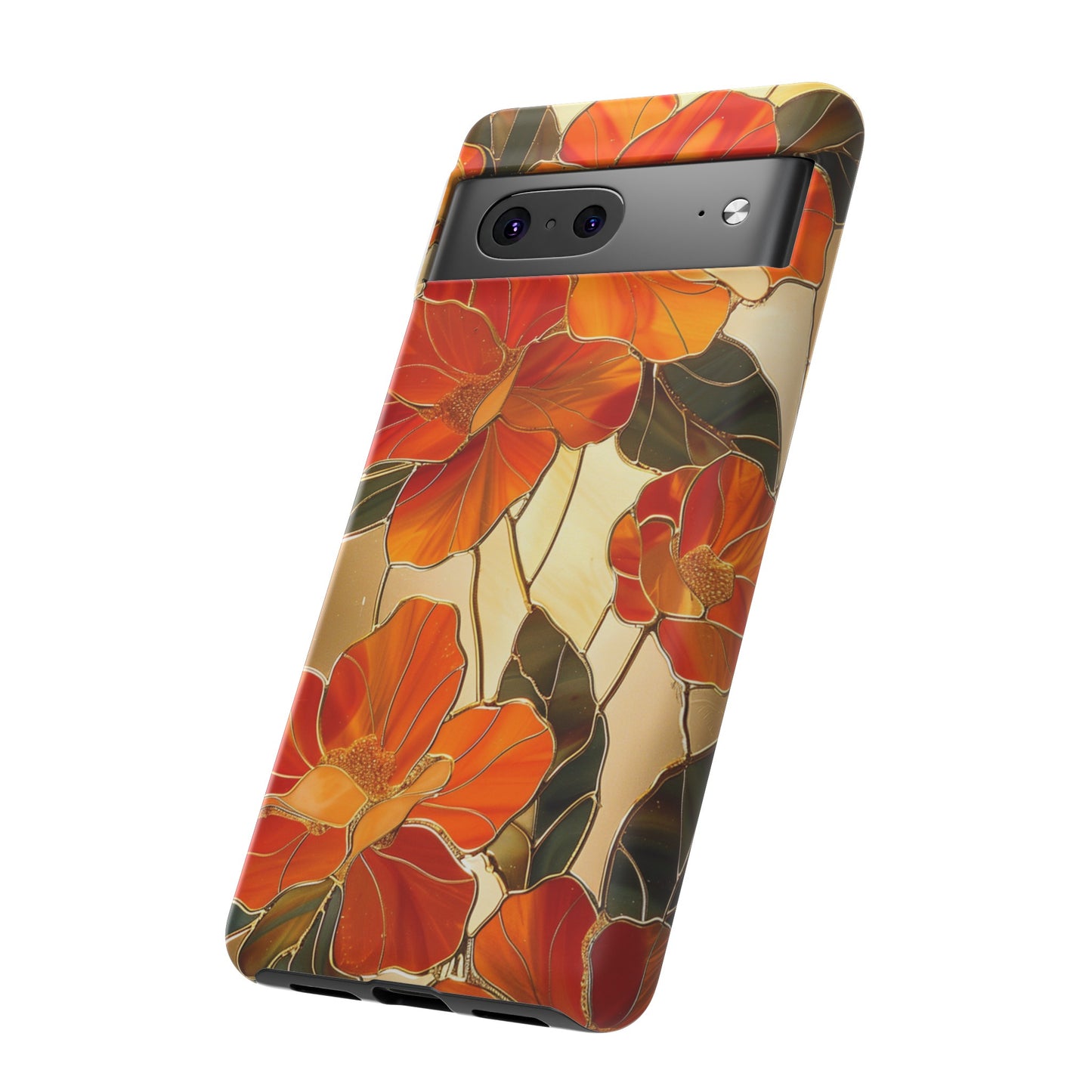 Orange Floral Phone Case Stained Glass Flower Aesthetic