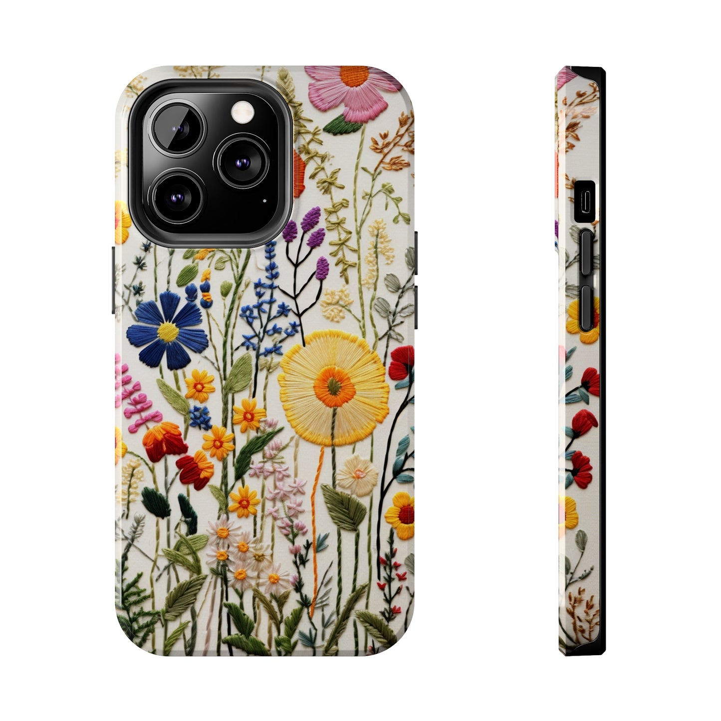 Wildflowers Floral Embroidery iPhone Case