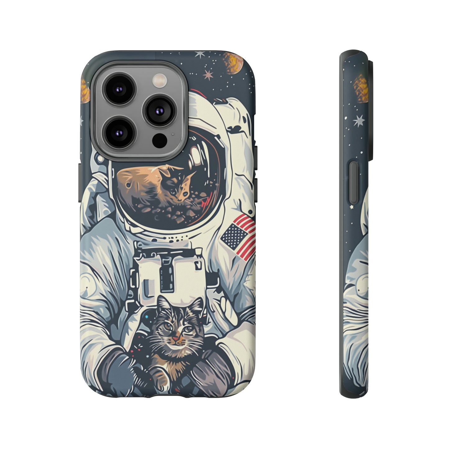 The Astronaut and the Cosmic Cat Phone Case