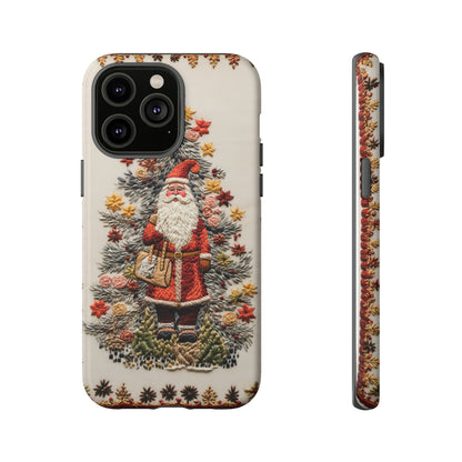 Vintage Embroidery Christmas Santa Phone Case