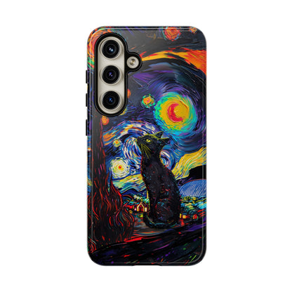 Starry Night Black Cat Van Gogh Painting Art Phone Case