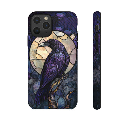 Halloween iPhone 15 case with purple raven design