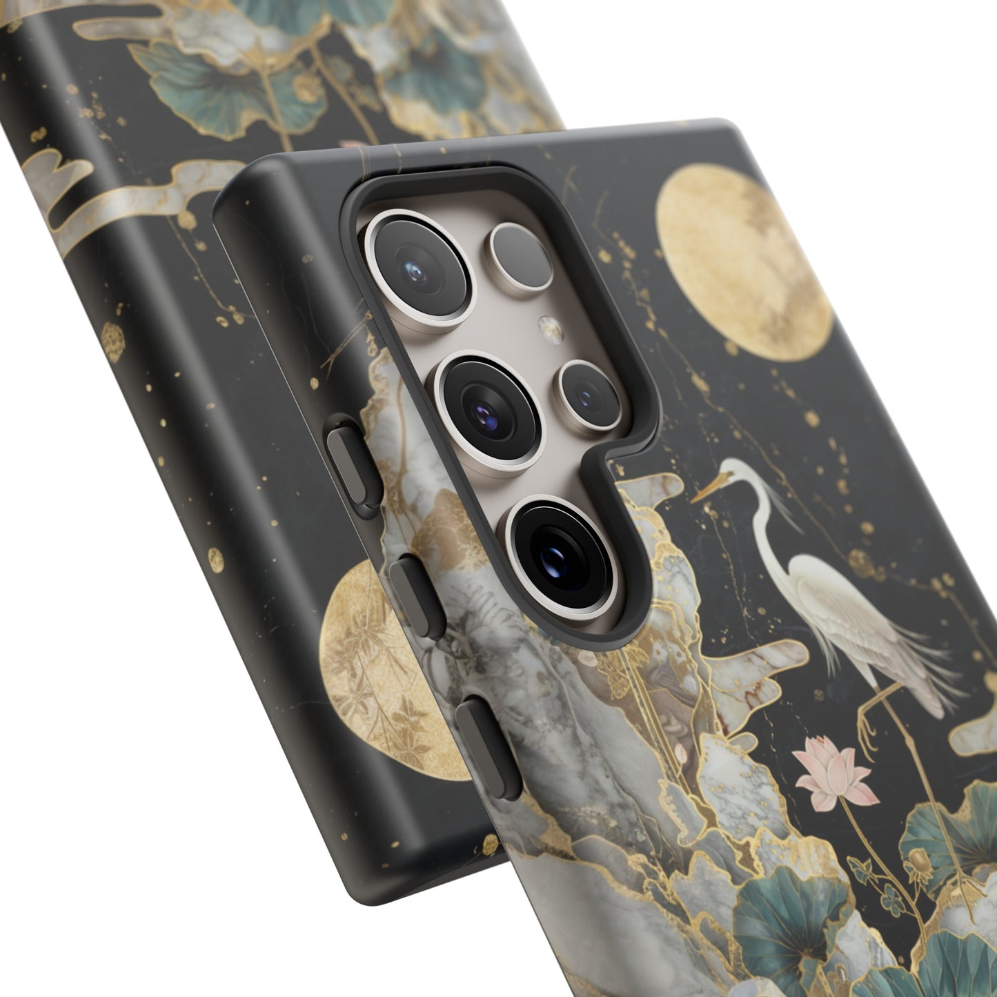 Heron and Moon Floral Zen Art Phone Case