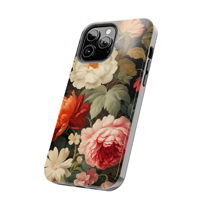 Vintage Floral Aesthetic Phone Tough Case | Antique Elegance for iPhone 11, 12, 13, 14