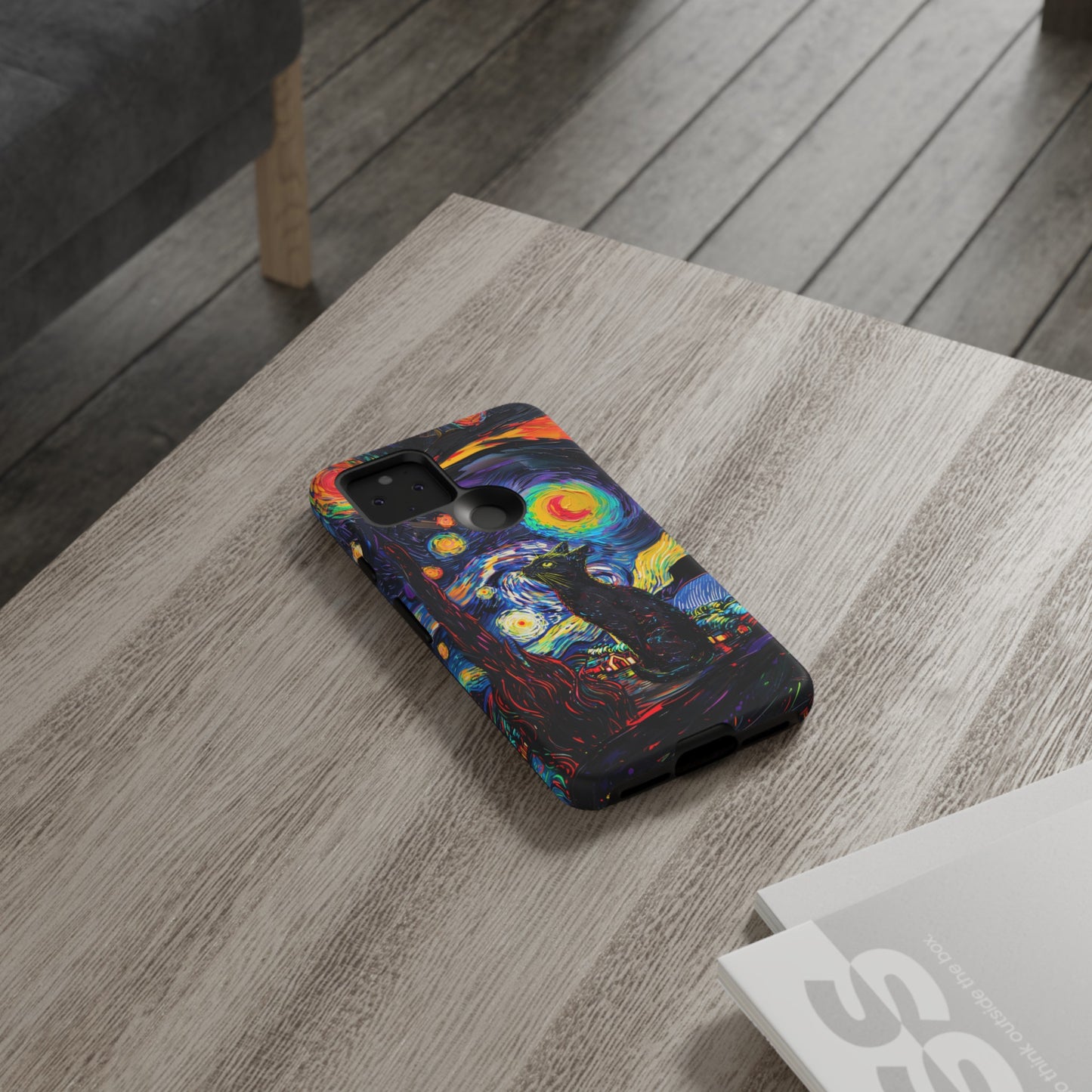 Starry Night Black Cat Van Gogh Painting Art Phone Case