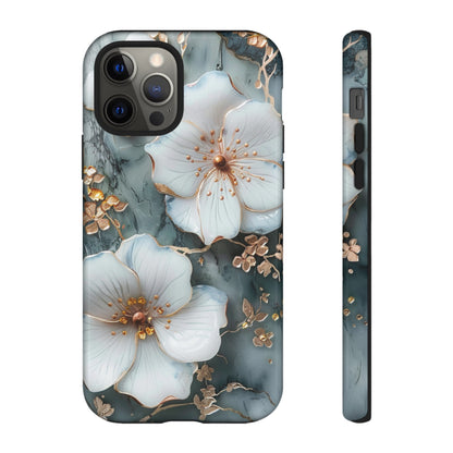 White Flower on Marble Stone  Phone Case