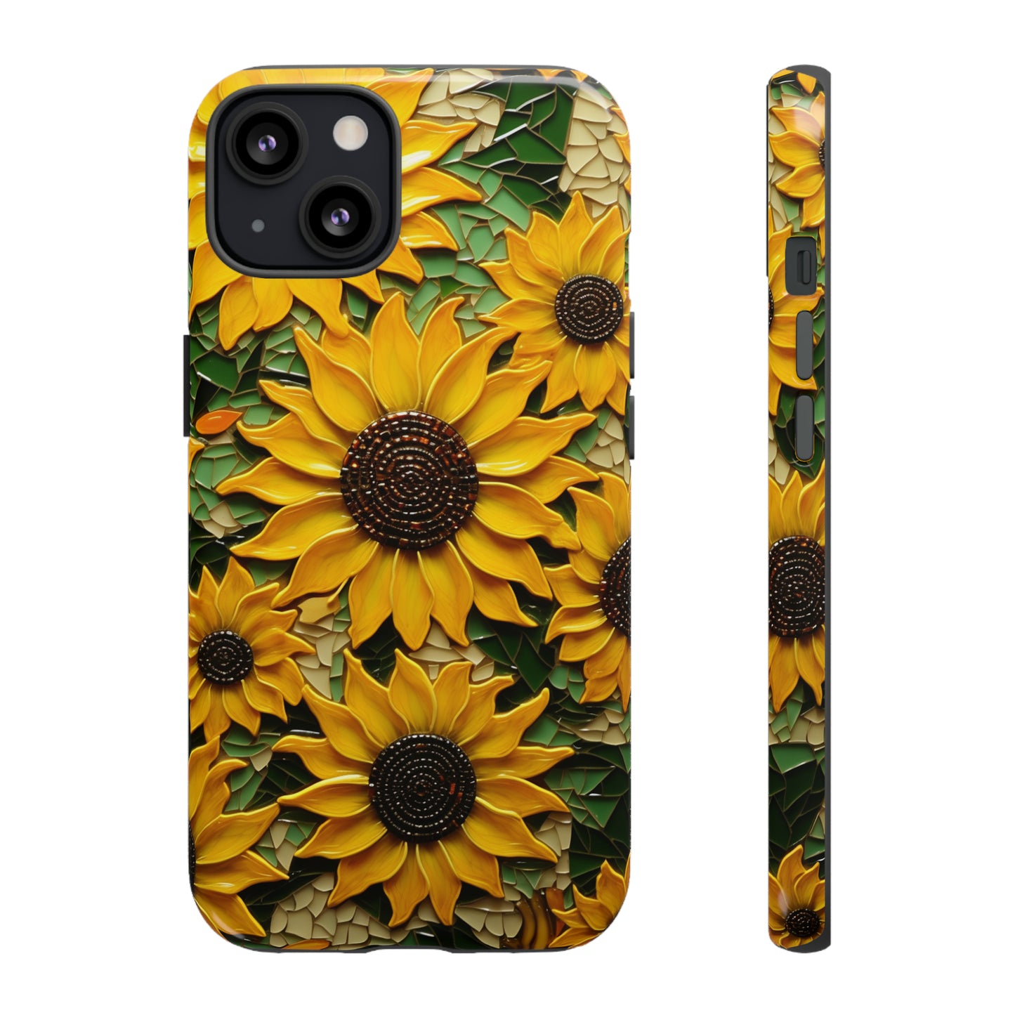 Sunflower Floral Color Explosion Mosaic Glass