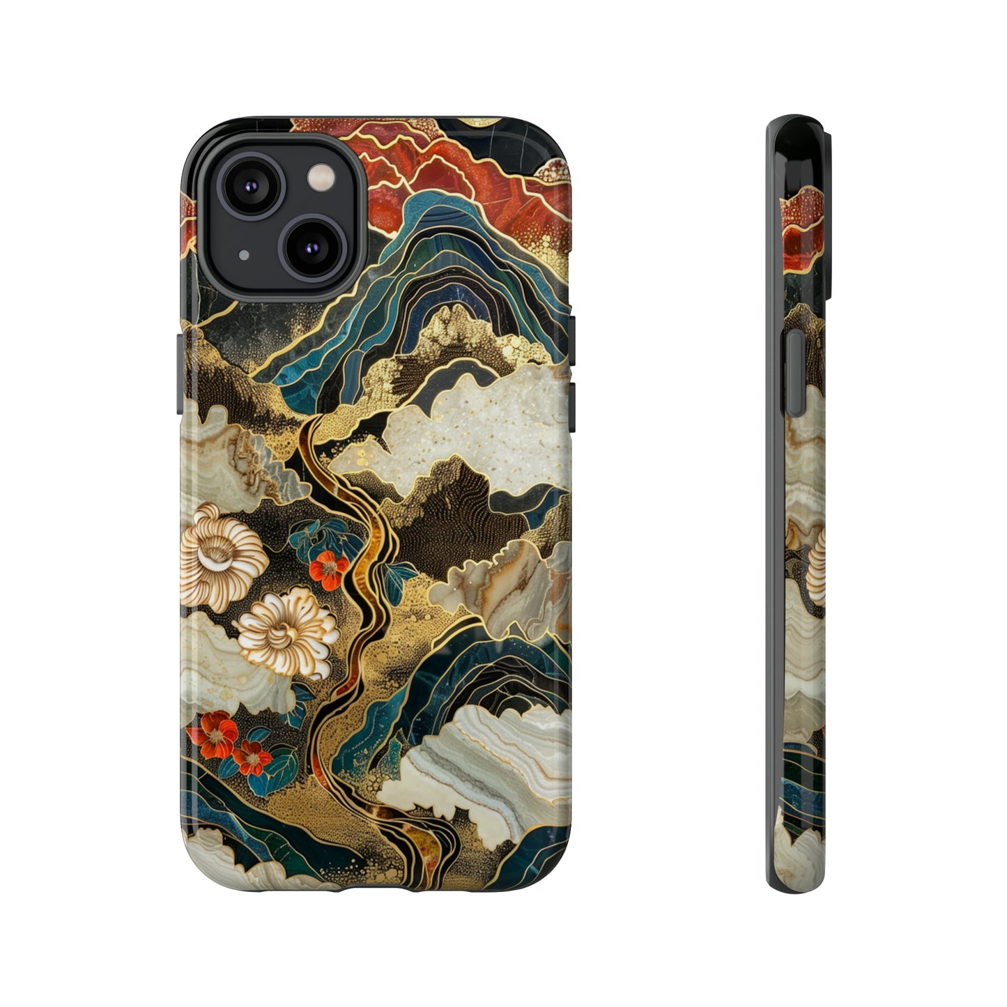 Chiyogami Stained Glass Floral Mountain Phone Case