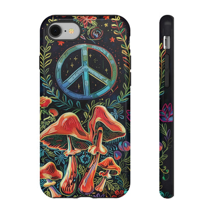 Embroidery Style Magic Mushrooms and Peace Sign Phone Case