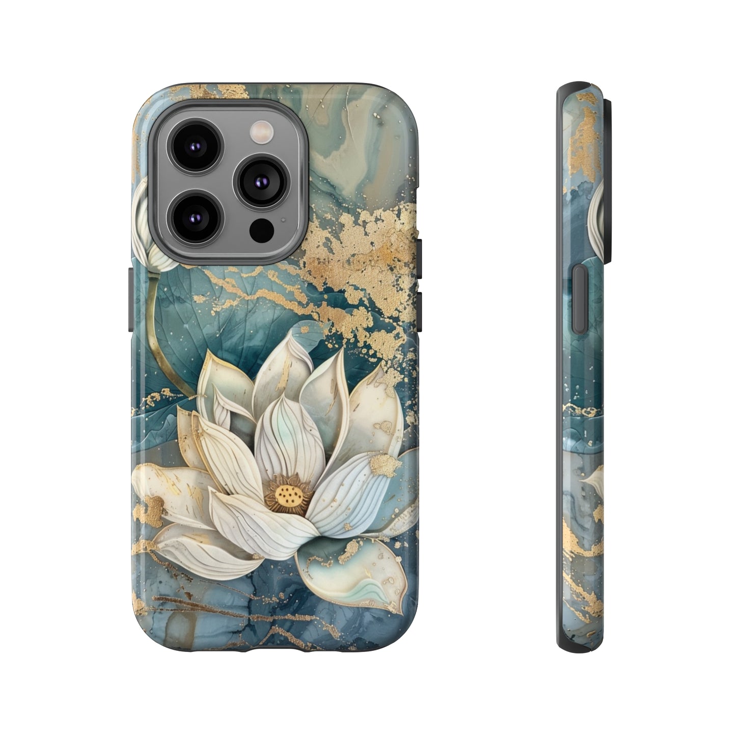 Zen Stained Glass Marble Lotus Floral Design Phone Case