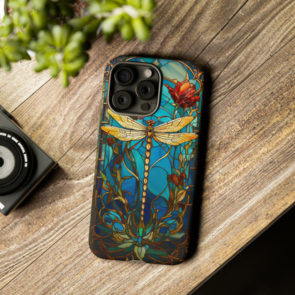 Vintage Art Nouveau Stained Glass Dragonfly Phone Case