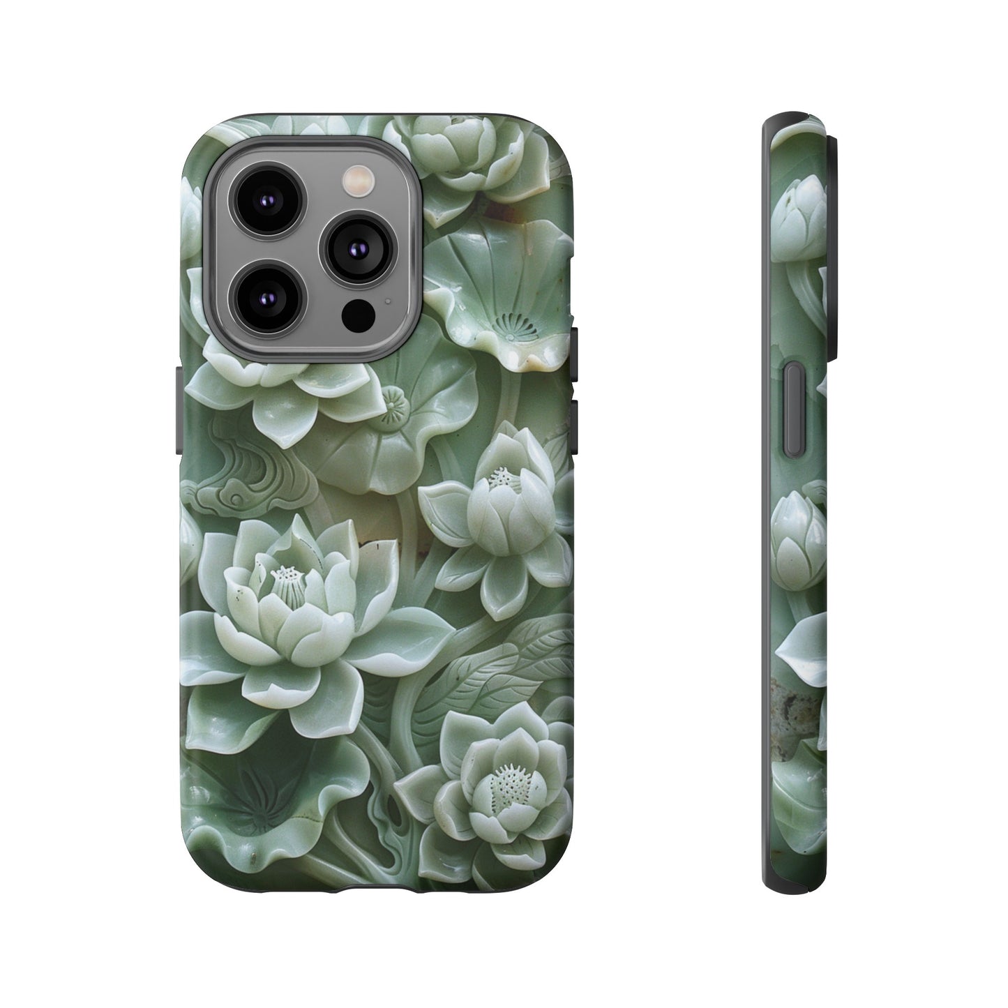 Green Jade Lotus Floral Art Phone Case