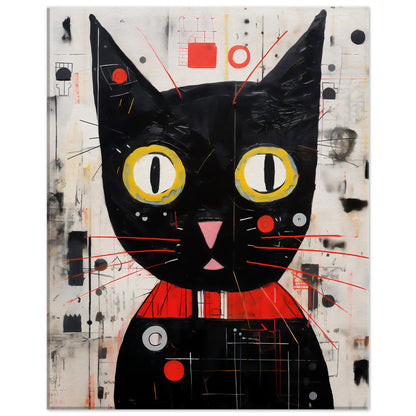 Black Cat Dada Design Canvas Art Print | Unique Modern Wall Decor