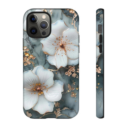 White Flower on Marble Stone  Phone Case