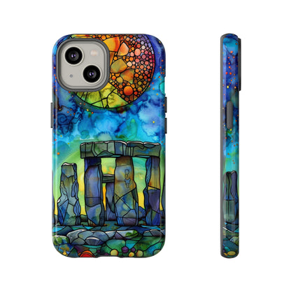 Stonehenge Neolithic Full Moon Stained Glass Watercolor Phone Cover