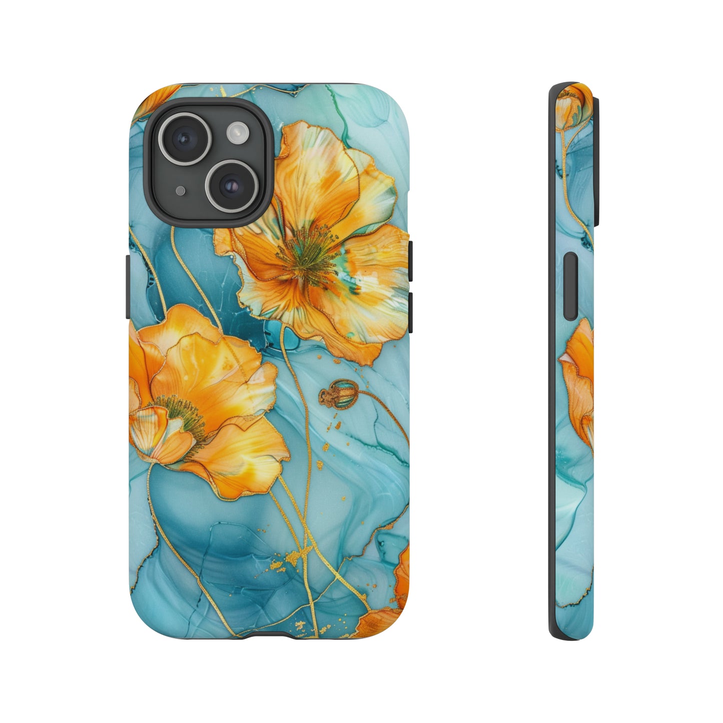 Gold Poppies Color Splash Floral Design Phone Case