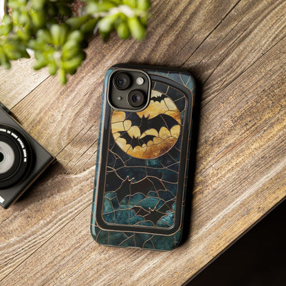 Halloween Phone Case Bats Stained Glass Style Spooky Moon Phone Cover