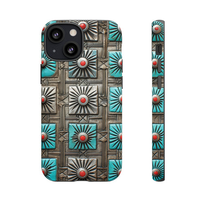 Vintage Navajo Native American Turquoise Concho Phone Case for iPhone 15, 14, 13, 12, 11 Pro Max, 14 Plus, iPhone XS Max, iPhone XR, iPhone 7, 8, 14, 15 Plus, SE