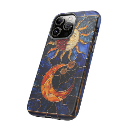 Celestial Stained Glass Moon and Stars iPhone 15 Case