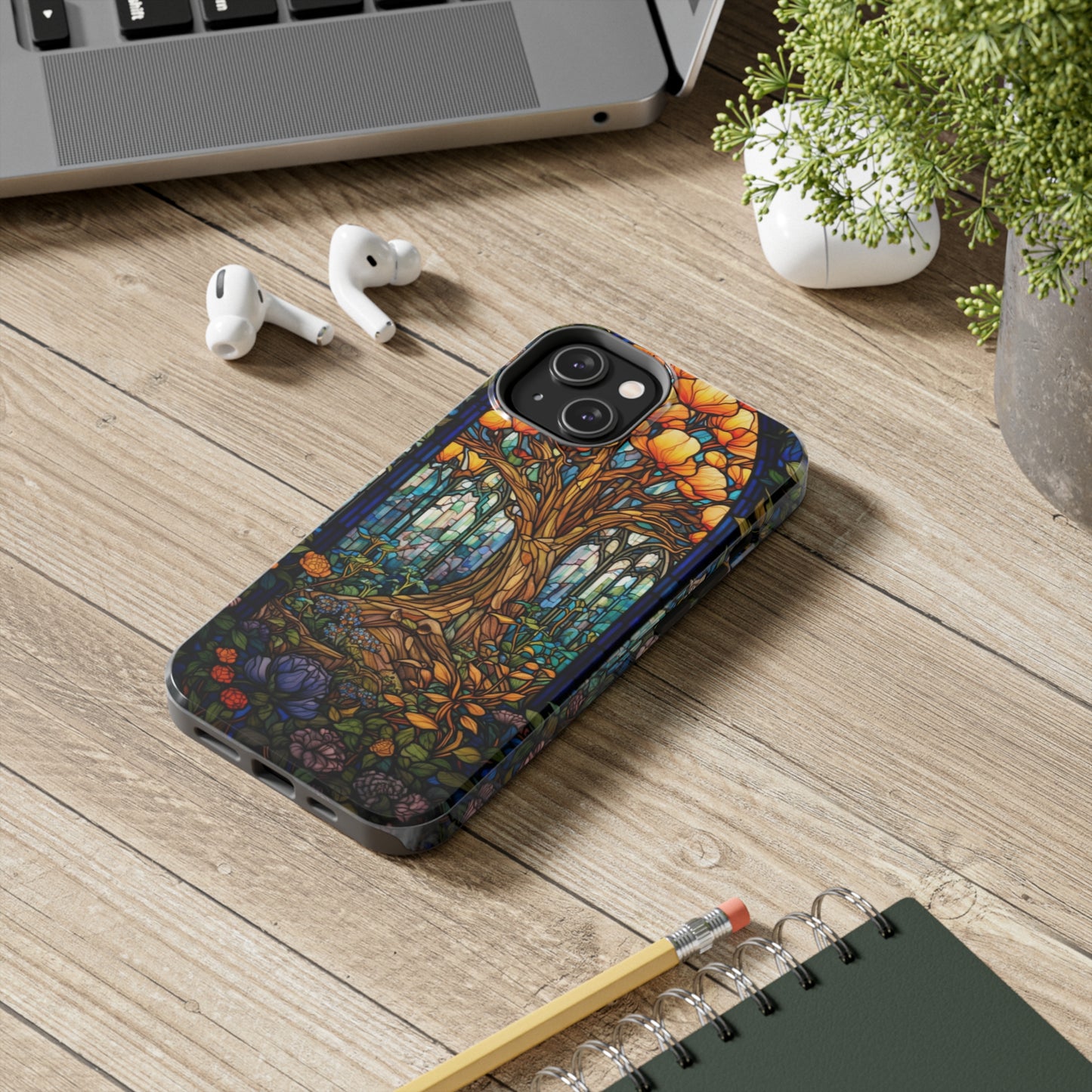 Tree of Life Stained Glass Style iPhone Tough Case | Embrace Nature's Harmony with Durable Elegance