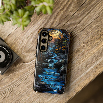 Stained Glass Stone Bridge and River Art Phone Case