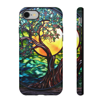 Stained Glass Mosaic Tile Tree of Life Full Moon