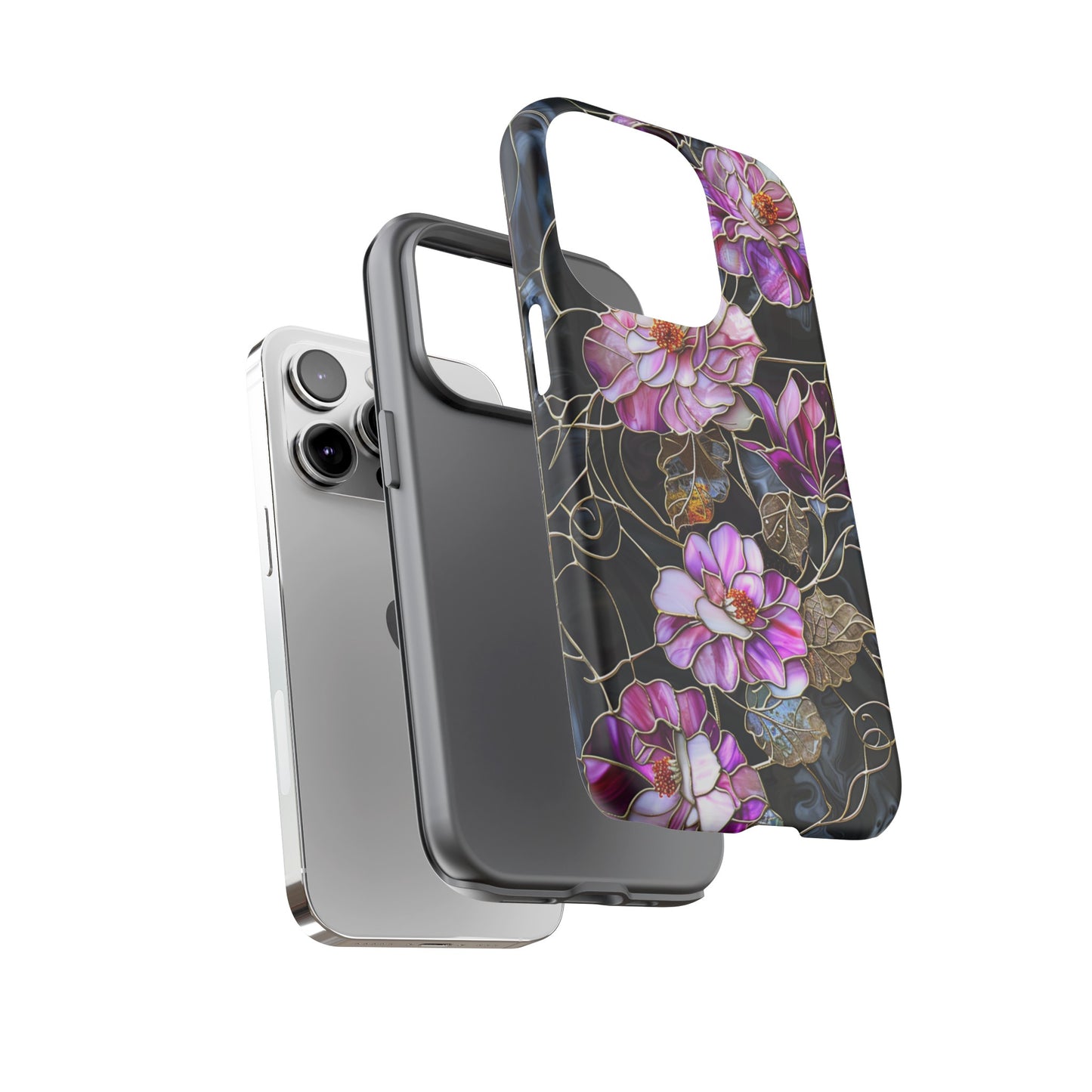 Magenta Color Floral Stained Glass Phone Case