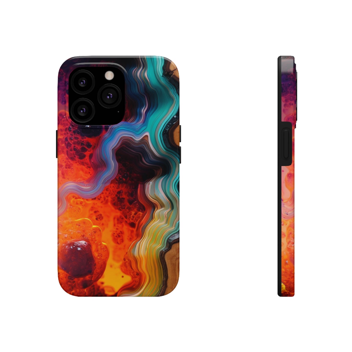 Faux Wood and Colorful Epoxy iPhone Case | Embrace the Beauty of Nature and Vibrant Artistry