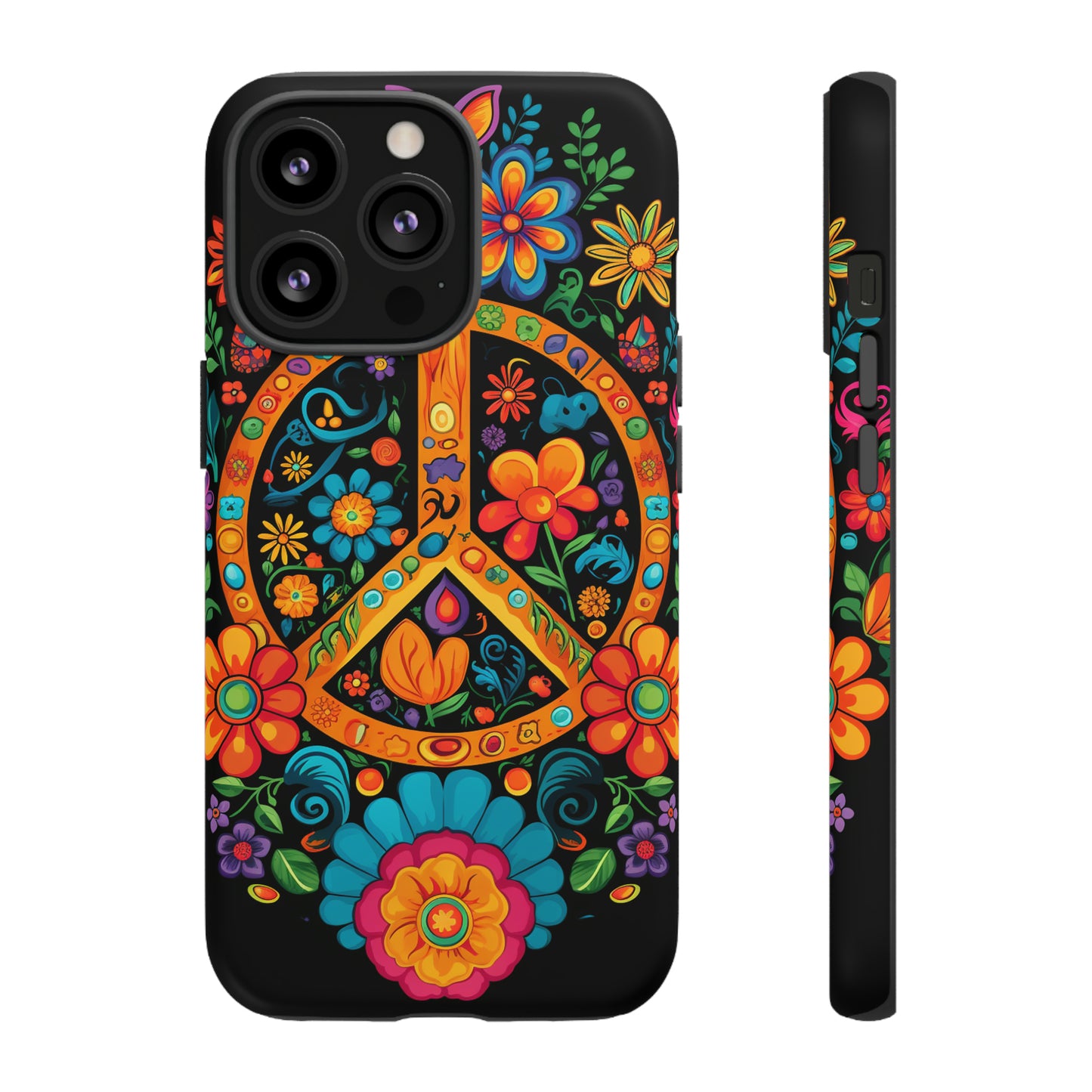 Peace Sign Embroidery Floral Hippie Style Phone Case