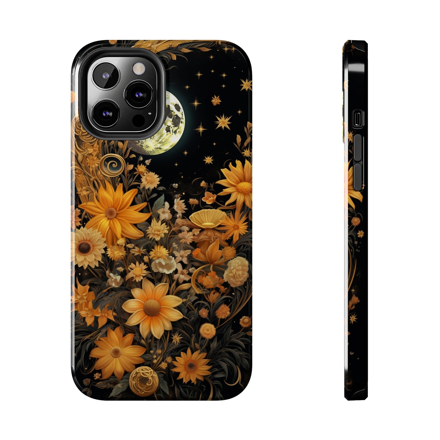 Cottagecore Floral Sun Moon Stars iPhone Case | Embrace Mystical Nature's Beauty