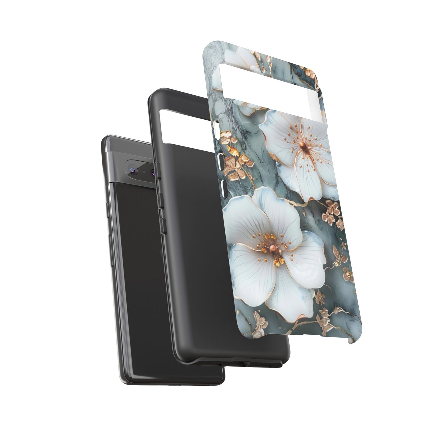 White Flower on Marble Stone  Phone Case