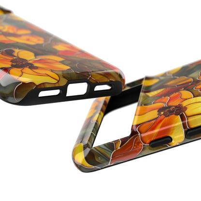 Orange Floral Phone Case Stained Glass Style