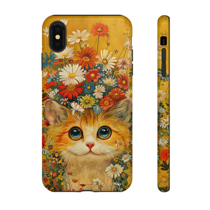 Cute Cat in Floral Garden Phone Case