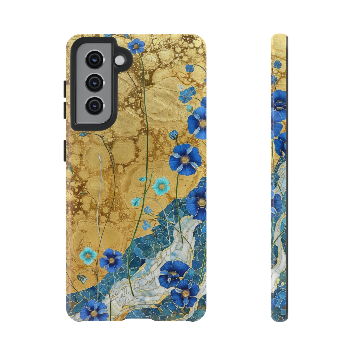 Forget Me Nots Gold Color Splash Floral Design Phone Case