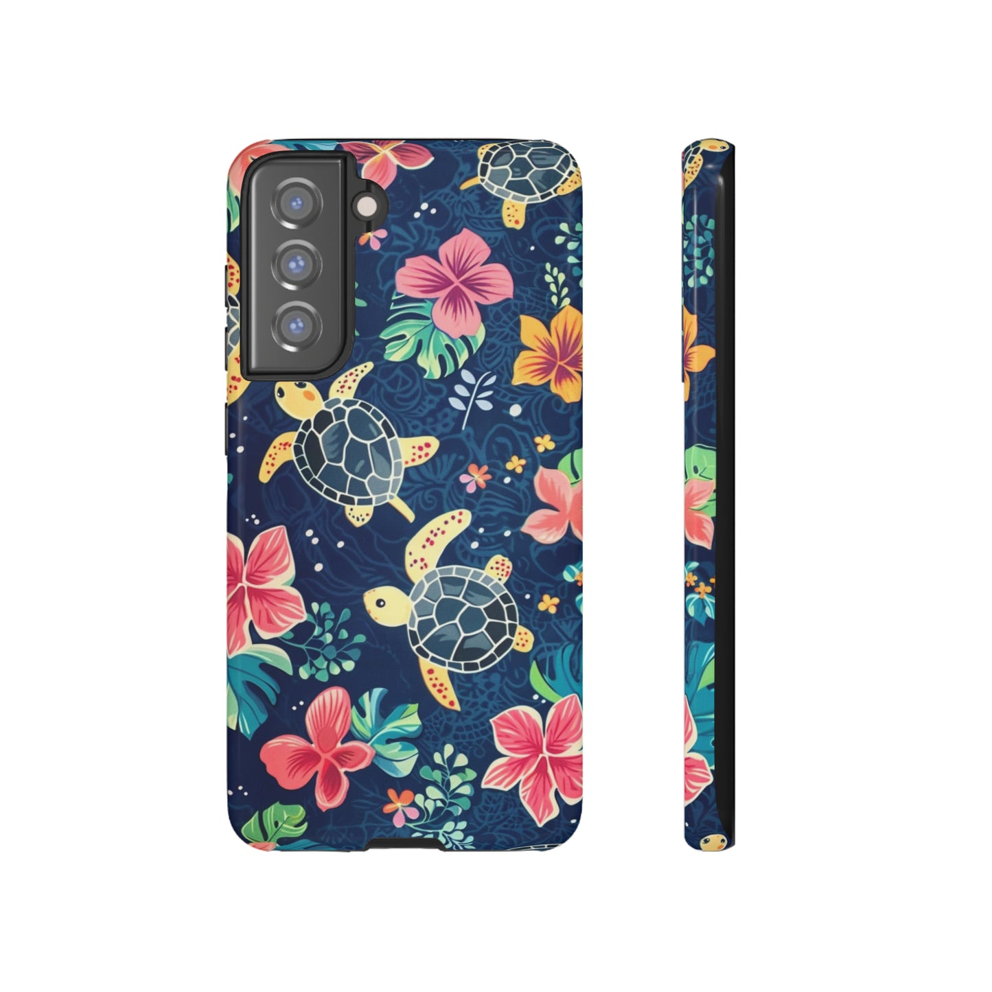 Undersea Floral Blue Sea Turtle Phone Case