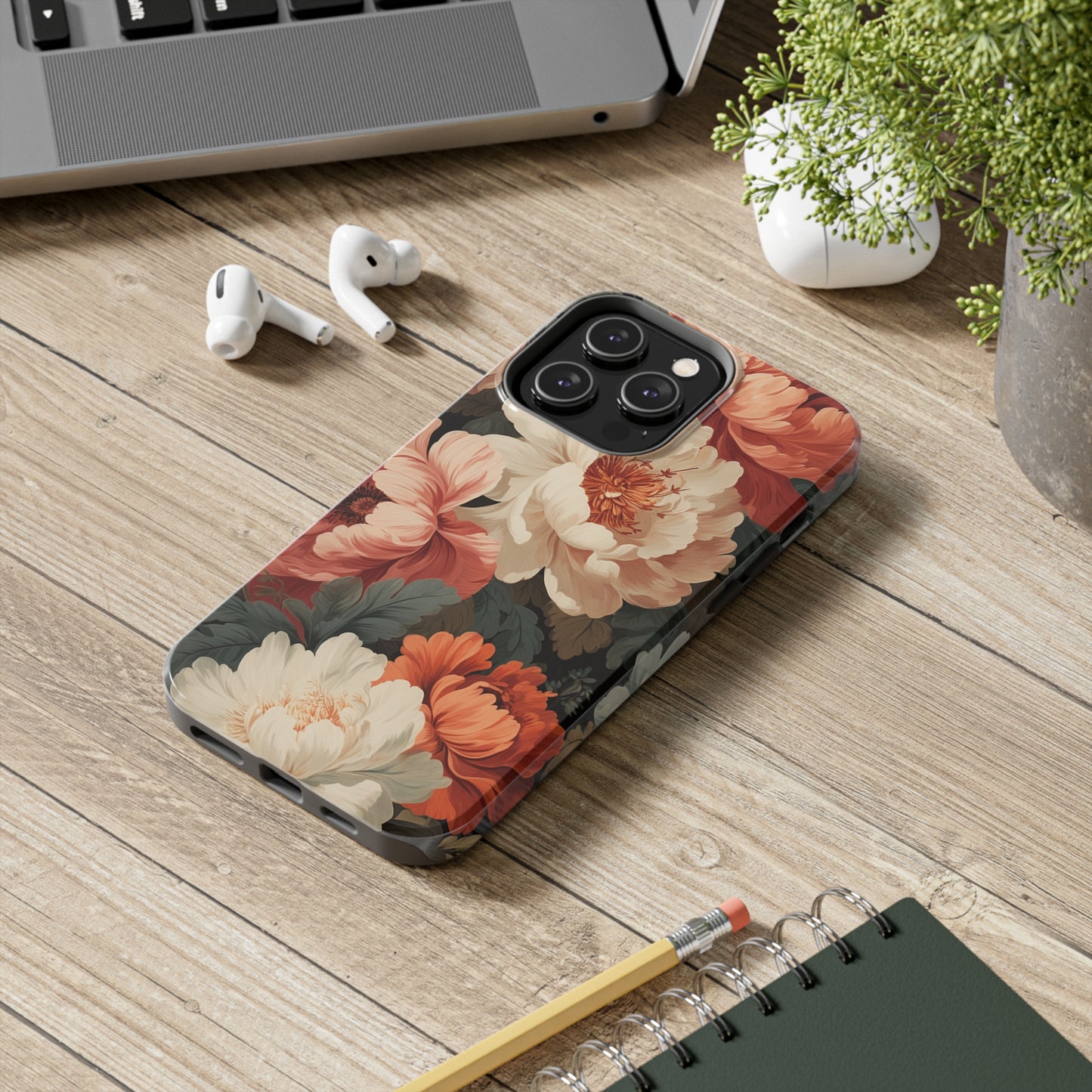 Vintage Floral Aesthetic Phone Tough Case Antique Print for iPhone 14 11 Pro 12 13 XR XS X 7+ 8 Boho Nature Flowers Cottage Core