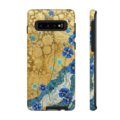 Forget Me Nots Gold Color Splash Floral Design Phone Case