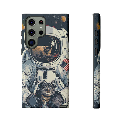 The Astronaut and the Cosmic Cat Phone Case